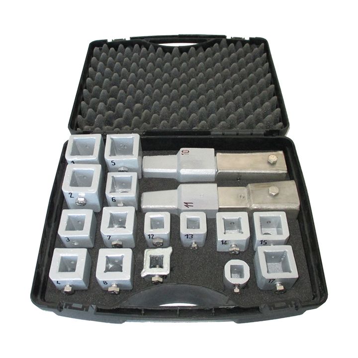 Tool case with complete set of stem square caps 