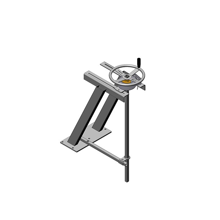 Projecting bracket headstock with handwheel and position indicator