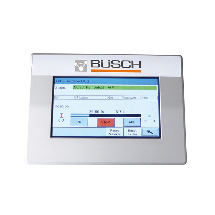 Touch Panel (innenliegend) - zur Parametervorgabe, Inbetriebnahme, Bedienung und Zustandsüberwachung (Ist-Postition/-Drehmoment)